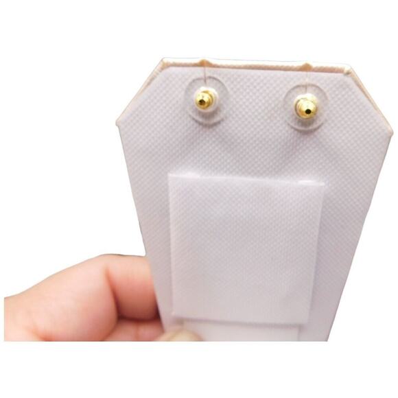 Pierced Earrings Retro Teal Green Blue Beige Enamel Geometric Gold Tone SKU 2224 - Picture 4 of 8